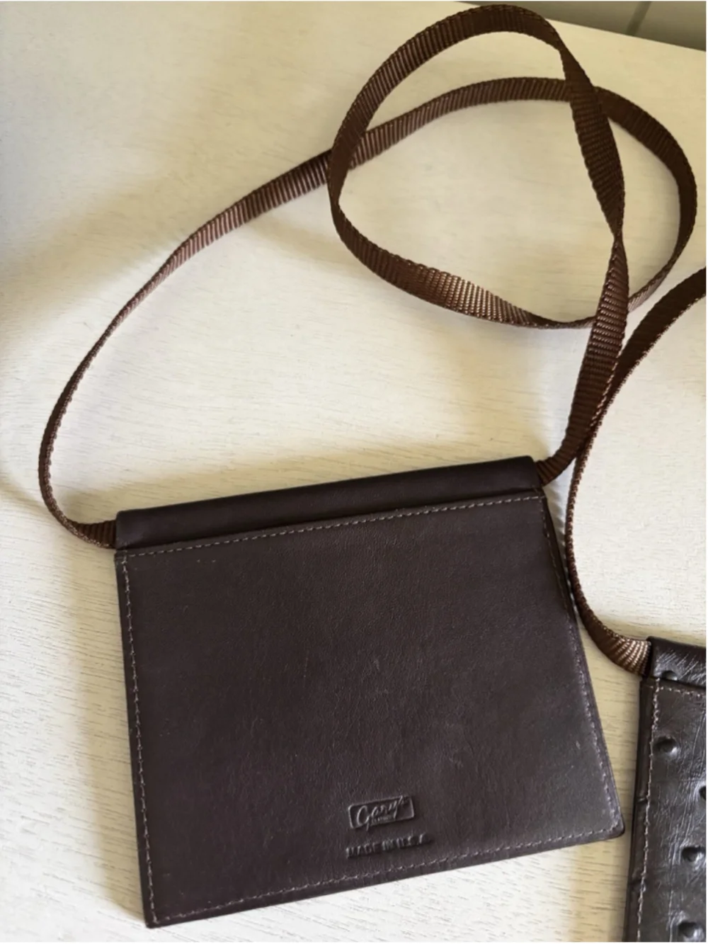 VTG x2 Gary’s Leather ID Badge Lanyard Card Case Neck Strap Wallet USA Made